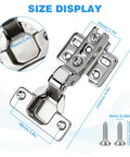 4 Pack Half Overlay Frameless Soft Close Cabinet Hinges 35mm Steel Hydraulic Concealed Hinges with size details