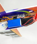 Close-up of RC Foam Airplane Kit 710mm Xtreme Sports Aerobatic Plane For Adults With Motor ESC And Servos wiring and components
