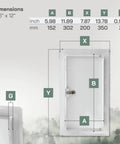 Bulletproof Lockable Metal Access Panel For Drywall 6X12 Inch dimensions diagram showing size and measurements.