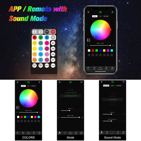 Dope Fiber Optic Star Headliner Kit For Cars With RGBW LED Lights 370 Pieces Over 9.8 Feet App And Remote Control Interface
