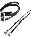 2 Pair Universal Bike Pedal Toe Straps Replacement With Adjustable Steel Buckle for Exercise Stationary Bike, Black