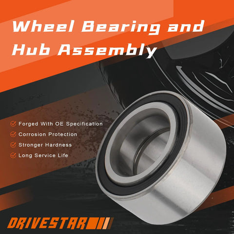 Pair Front Wheel Bearings For Ford C-Max 2013-2018, Escape 2013-2019, Focus 2012-2018, Transit Connect 2014-2023, Lincoln MKC 2015-2019 With ABS Left And Right Front Bearings Replacement shown in packaging.