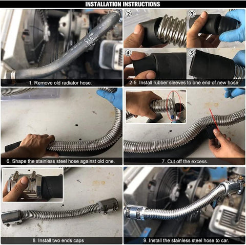 Hypertune universal 48-inch stainless steel radiator hose kit with 4 clamps, black