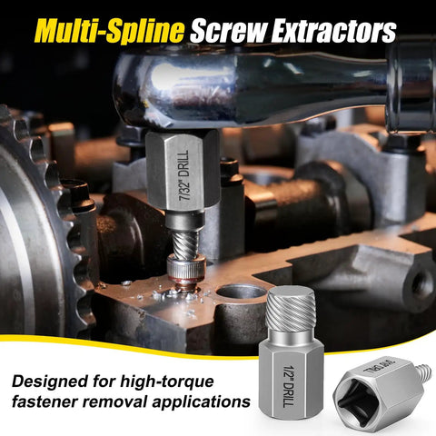 Top Tier 15 Piece Easy Out Screw Extractor Kit With Bolt Remover Drivers And Storage Case For Stripped Damaged Fasteners In Home Garage Or Professional Auto Work multi-spline extractor on bolt