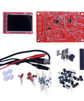 Digital Oscilloscope Kit High Precision 1Msps Real Time Sampling And Twelve Bit Resolution With Two Point Four Inch TFT Display Arm Cortex M Three Core Includes Fully Assembled Or DIY PCB Plastic Case components, including red PCB, TFT screen, wires, and electronic parts, for assembly by hobbyists.