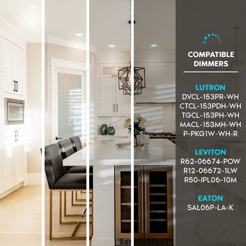Kitchen with 6 Inch Gimbal LED Recessed Downlights For Easy Install, 5 Color Temperature Options 2700K To 5000K, 1400 Lumens