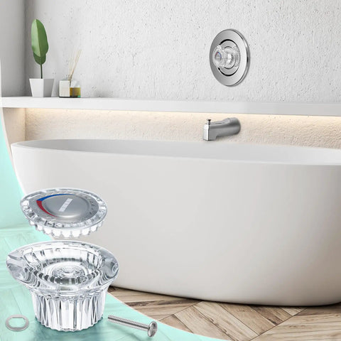 Shower Handle Replacement Kit For Moen 96797 Chateau Tub And Shower Faucets Compatible With 1225 Cartridge Chrome Knob Insert Includes Screws 1 Pack Easy Install Durable Retrofit Upgrade For Your Bath with bathtub background