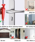 Two Pack Portable Door Lock Set For Extra Security And Privacy Great For Travel Hotels Homes Apartments Dorms And College Use Prevents Entry From Outside Not Even With A Key For Peace Of Mind; showing compatibility with inward-opening doors only.