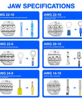 Jaw specifications for Ratcheting Wire Crimping Tool Set With 6 Replaceable Dies For Heat Shrink And Terminal Work Insulated Nylon