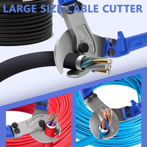 Industrial Grade 18 Inch Cable Cutters Heavy Duty T8 Alloy Steel Wire Cutters Built Tough For Crushing Copper And Aluminum Cables Easily With Rock Solid Hrc56 Blades cutting through thick wires.
