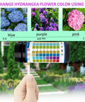 Hand holding 100 Count PH Test Strips For Aquarium And Home Use In Airtight Bottle With 0 To 14 Range Litmus Paper for hydrangea color change