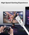 Flat Cat6 Ethernet Cable 3Ft 6 Pack White High Speed Solid Bare Copper Gigabit LAN Patch Cords With Snagless RJ45 Connectors For Modem Router Computer shown with gaming setup.