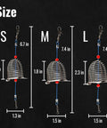 Pro Grade Stainless Steel Bait Cage Ten Pack For Carp And Catfish Fishing, Large 2.3 Inch Chum Rig Basket size comparison