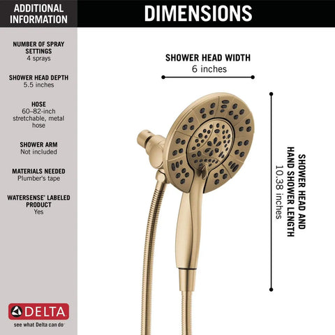Two In One Dual Shower Head With Detachable Handheld And Flex Hose Four Killer Spray Settings Slick Brushed Gold Finish Smoother Than A Cadillac Built Tough Bathroom Flex That Slaps Premium Flow Control
