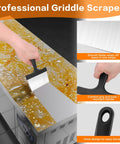 Heavy Duty Stainless Steel Grill Scraper 3 In 1 Griddle Scraper with comfort grip handle cleaning griddle surface