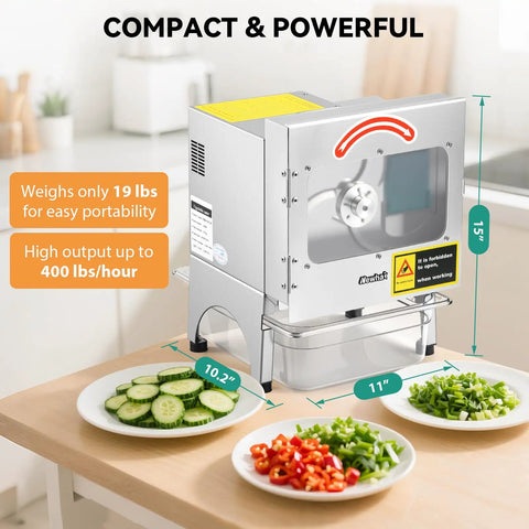 Commercial Electric Vegetable Slicer Featuring Automatic Conveyor Belt Cutting Tray For Green Beans Scallions And Soft Fruits 200 Watt 110 Volt Makes Food Prep Darn Easy Saves Hours Of Manual Labor In Commercial Kitchens