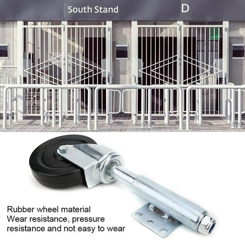 5 Inch Spring Loaded Rubber Door Wheel Caster Built Like A Tank For Zero Hassle Rolling On Rough Outdoors Heavy Duty Universal Gate Roller with rubber material.