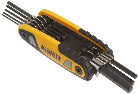 Folding Locking Hex Key Set With Metric Sizes, alloy frame, slim Allen wrench organizer, and foldaway keys for DIY projects.