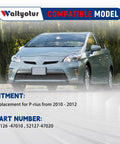 Front view of a 2010-2012 Prius compatible with Front Bumper Tow Hook Eye Cap Covers Left And Right Replacement ABS OEM.