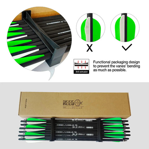 20 Inch Carbon Crossbow Bolts With 4 Inch Vanes Pack Of 12 Pro Grade Precision packaging prevents vane bending.