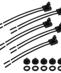 Five Pack 12V Waterproof Push Button Switches SPST With Four and a Half Inch Leads, Durable Weatherproof Micro Switches for Cars, Boats, Off Road, DIY Projects, Copper Contacts, Easy Install black SPST switches with 4.5in leads and mounting rings