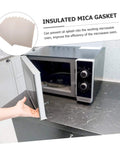 Easy Cut Mica Sheets For Microwave Oven Insulation, Heat Resistant Plate Sheets shown beside an open microwave on a counter.