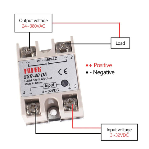Set Of 3 40A Solid State Relay Module With 3-32V DC Input And 24-380V AC Output For Temperature Controllers SSR-40DA