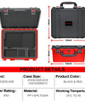 Waterproof Hard Case For M18 Cordless Tire Inflator 2848-20 open view with foam inserts, dimensions 16x14x8 inches, black and red.