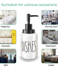 Farmhouse Ceramic Soap Dispenser With White Glaze, Bold Black Pump And Lettering, 14oz, Suitable For Kitchen And Bathroom Decor
