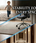 Image of Non Slip Rug Grippers Kit securing rugs and office chair on multiple floors, preventing slips and trips, easy to reuse.