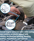 Person installing vibration proof cable guide clamps for throttle cables wiring tubes and general installations
