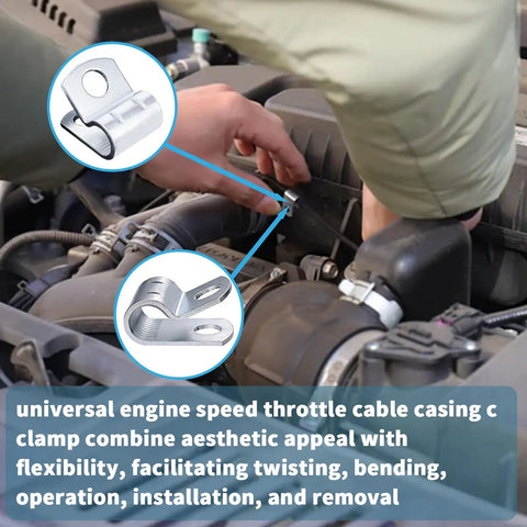Person installing vibration proof cable guide clamps for throttle cables wiring tubes and general installations