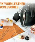 Heavy Duty Sewing Needles Set With Waxed Thread Spools, 11 Tough Needles And 7 Color Waxed Threads For Leather Accessories