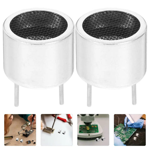 2 Pack 16mm Industrial Sensor Probes For High Precision Distance Measurement And Obstacle Detection, Replacement Probes In Iron With Silver Finish, Transceiver Probe Included For Industrial Grade Use, shown as a pair