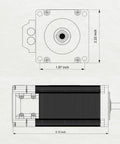 Technical drawing of Closed Loop Stepper Motor Kit 428OzIn 3Nm Nema23 57HSZ3N dimensions and design features