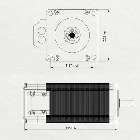 Technical drawing of Closed Loop Stepper Motor Kit 428OzIn 3Nm Nema23 57HSZ3N dimensions and design features