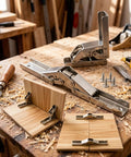 Hidden Cabinet Door Hinges 90 Degree Invisible Folding Hinge 2-Pack Concealed Flush-Mount Hardware on wooden workbench