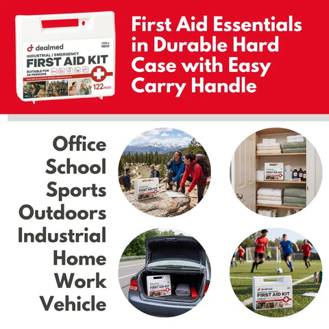 Heavy Duty 122 Piece First Aid Kit With Slick Rugged Carry Case For Home Jobsite And Tailgate Prep Must Have Emergency Medical Supplies Really Got Your Back