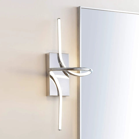 Totally Slick 9 Inch Chrome Modern Minimalist Integrated LED Vanity Light Sconce Dimmable Metal Wall Lamp for Bathroom Mirror