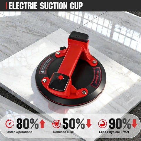 Hands Free Electric Suction Cups Lifter For Glass And Tile 600 Lbs Max Load shown on marble surface