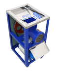 Electric Meat Grinder Workhorse With Rugged 8Mm Plate And Heavy Duty Iron Frame For Hassle Free Chicken Fish Veggie Crushing And Top Shelf Animal Feed Mixing At 220V, showing blue iron frame and top cutting plate.