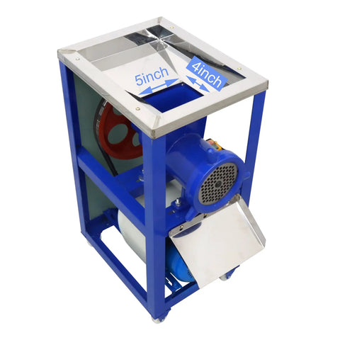 Electric Meat Grinder Workhorse With Rugged 8Mm Plate And Heavy Duty Iron Frame For Hassle Free Chicken Fish Veggie Crushing And Top Shelf Animal Feed Mixing At 220V, showing blue iron frame and top cutting plate.