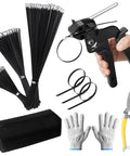 Beefy Heavy Duty Metal Zip Tie Gun Set With Stainless Steel Tool, 150 Black Metal Cable Ties, Outdoor Fastening Kit