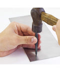 Using Heavy Duty Carbide Tip Center Punch Precision Metal Marking Tool on steel sheet for precise marking.