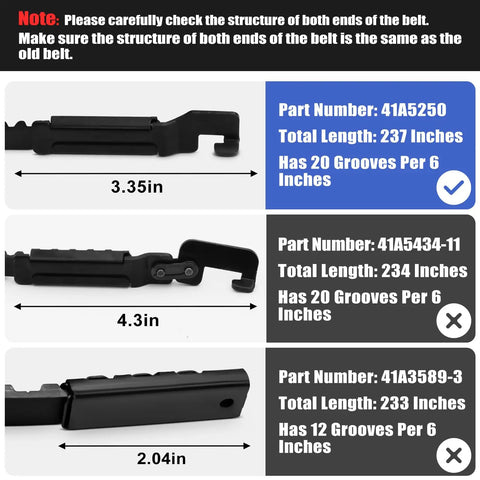 Heavy Duty Garage Door Drive Belt Assembly For 7 Foot Residential Openers, 237 Inch Long With 20 Grooves, product comparison layout