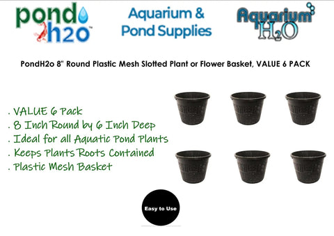 Round 8 Inch Slotted Mesh Plant Baskets For Ponds And Aquariums Value Six Pack Durable Plastic Plant Pots For Hydroponics Aquaponics