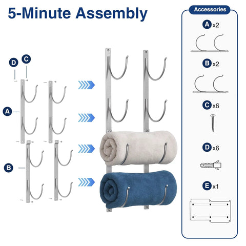 5-minute assembly guide for 4 Tier Wall Mounted Towel Rack Organizer For Towels Blankets And Bath Sheets Space Saving Storage