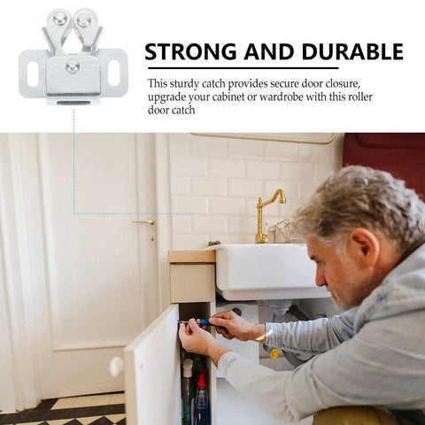 Bead Roller Catch For Cabinet Doors Heavy Duty Cold Rolled Steel Spring Latch With Double Balls 20 Sets Easy Install in use