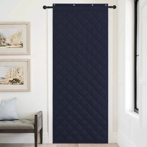 Navy Blue Thermal Insulated Door Curtain That Fights Drafts and Helps You Save On The Heating Bill, 38x82 Inch, hanging doorway view