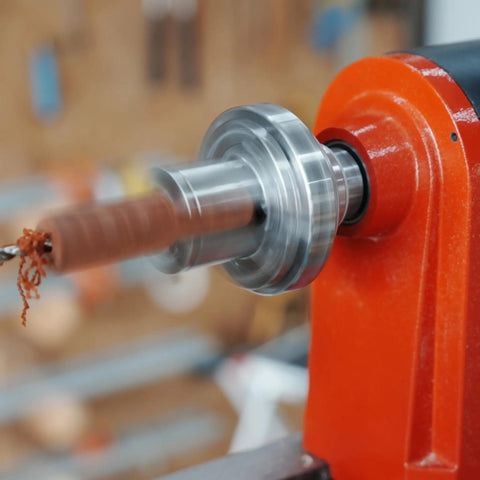 Close-up of Premium Pen Plus Jaws For Woodturning Lathe Chuck compatible with CK100 series, securing a pen blank during rotation.